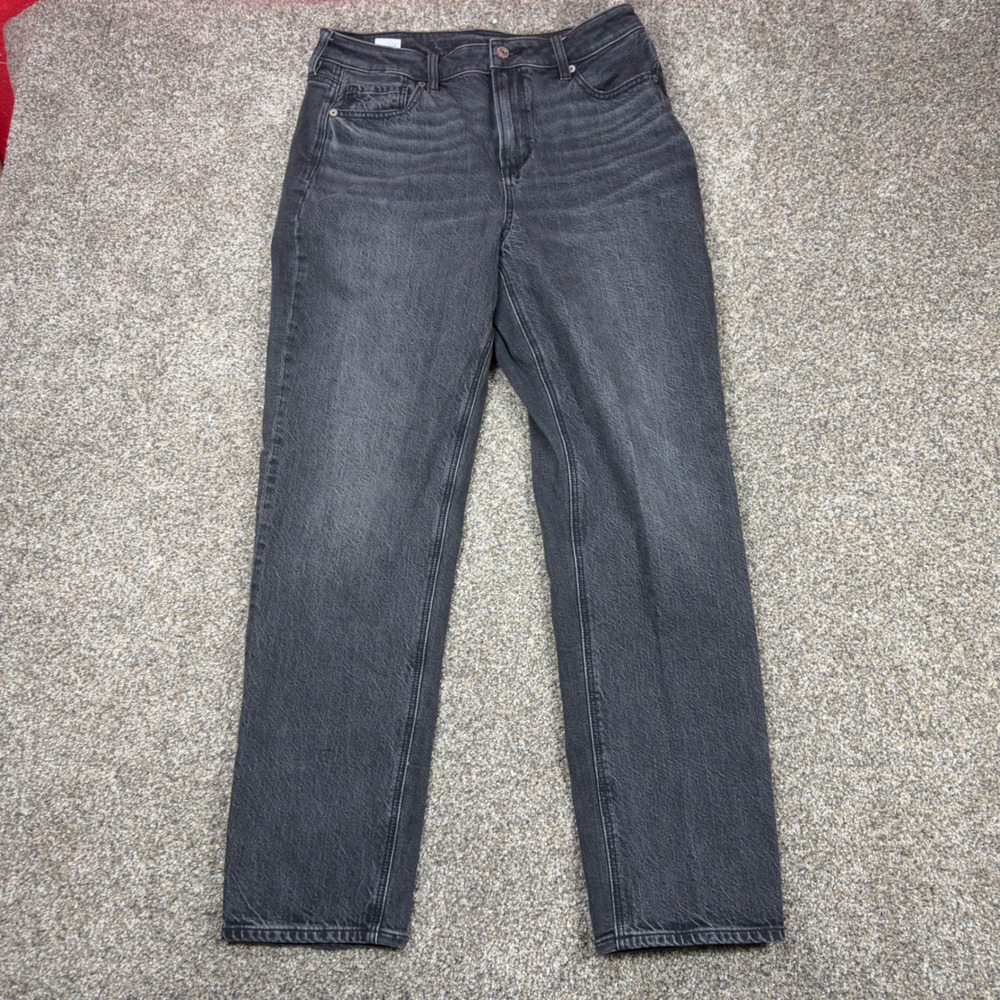 American Eagle Mom Jeans Womens 10 Regular Faded Black High Rise Relaxed Tapered